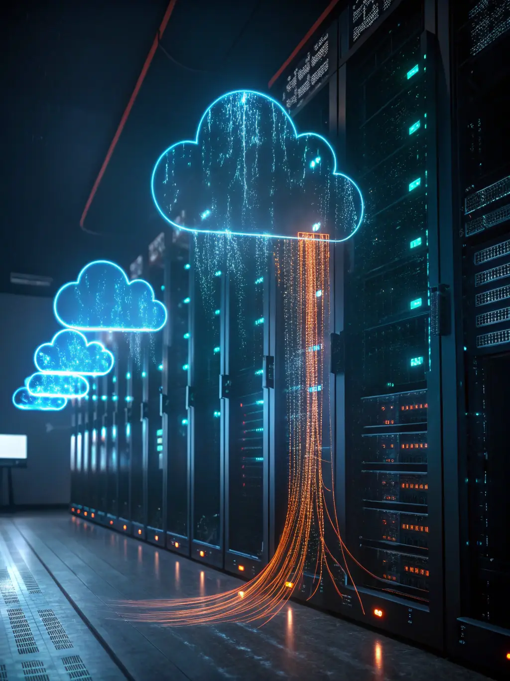 A visual representation of a cloud infrastructure, emphasizing scalability, security, and accessibility for modern business applications.